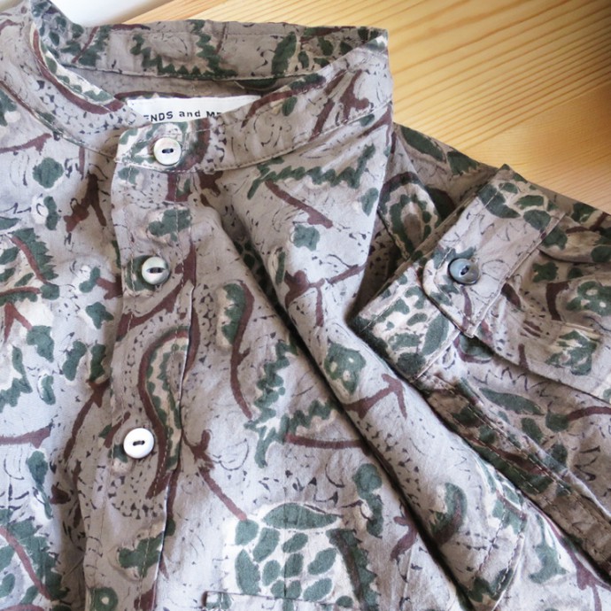 ENDS and MEANS Pullover Band Collar Shirts / Paisley エンズアンドミーンズ プルオーバー バンドカラー シャツ / ペイズリー 柄