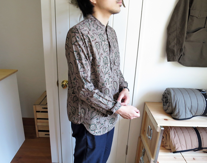 ENDS and MEANS Pullover Band Collar Shirts / Paisley エンズアンドミーンズ プルオーバー バンドカラー シャツ / ペイズリー 柄